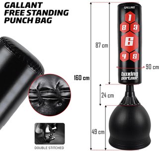 Dimensions and stitching of the Gallant Free Standing Punch Bag