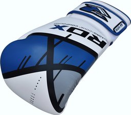 An RDX boxing glove with the strap wrapped around it.